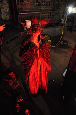 Magic Helmet film photo of woman in red wearing a special mask