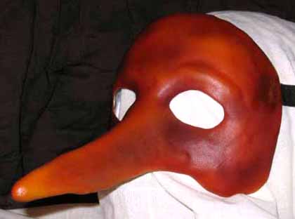 Zanni long nose mask tan right side view