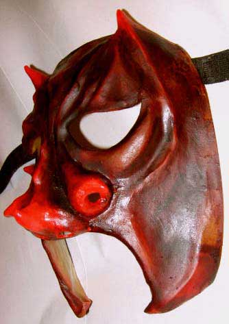 Three horned Devil mask finished left side photo